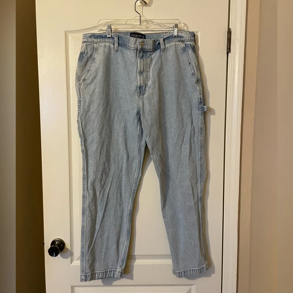 Abercrombie Fitch Carpenter Jeans Men’s 38x32 Light Wash Loose Baggy Vintage